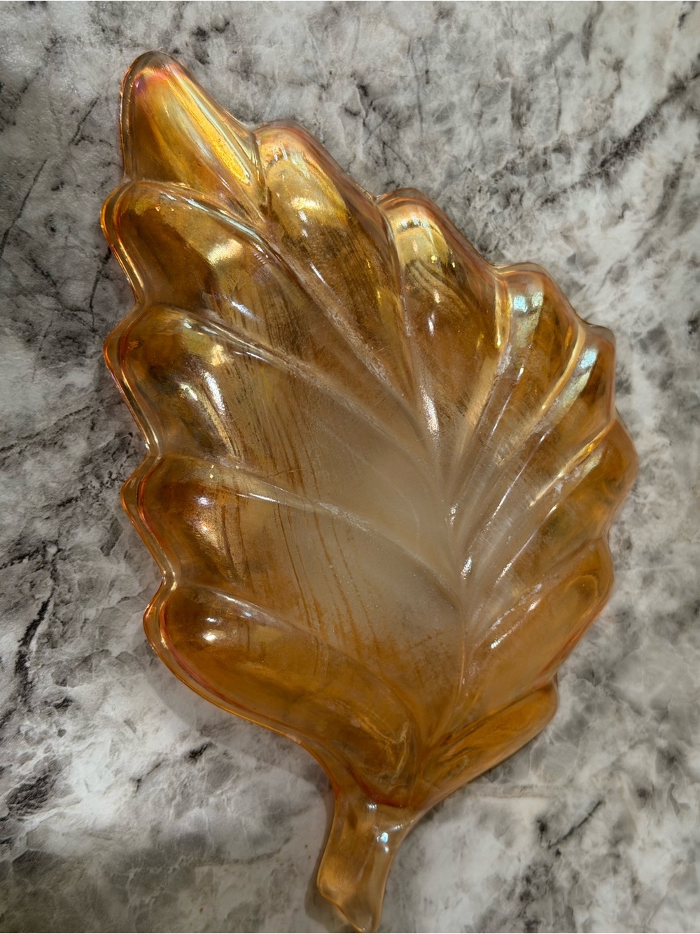 Amber Leaf Glass Decorative Dish - Home Art